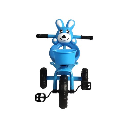Triciclo para Niños Infantil con Canasto con Luz y Sonido Conejo  - Azul.