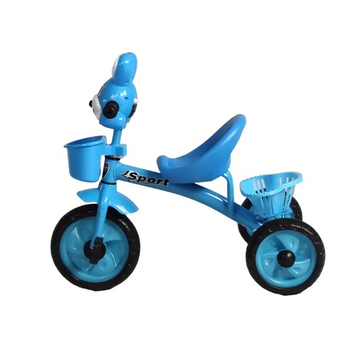 Triciclo para Niños Infantil con Canasto con Luz y Sonido Conejo  - Azul.