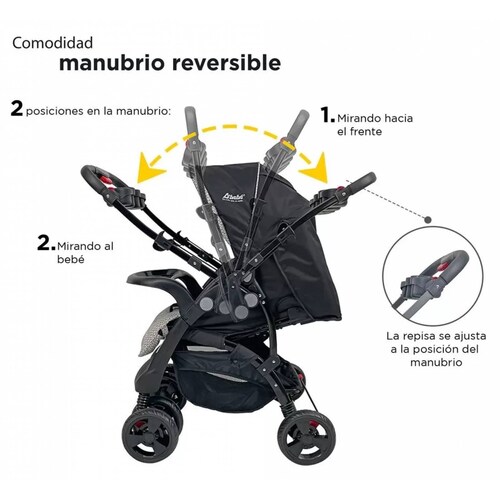 Carriola para Bebé de Viaje Autoasiento,Reversible,Reclinable  - Negro.