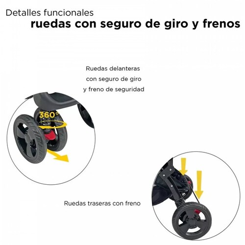 Carriola para Bebé de Viaje Autoasiento,Reversible,Reclinable  - Negro.