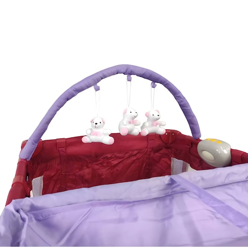 Cuna Corral Bebe Plegable Mosquitero Cambiador Vibra Sonido  - Purpura.