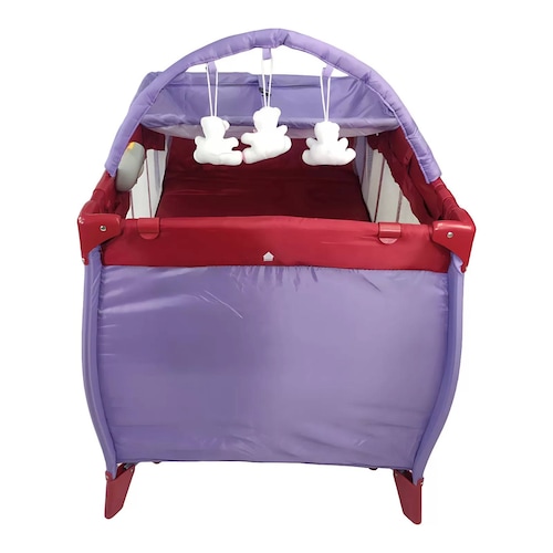 Cuna Corral Bebe Plegable Mosquitero Cambiador Vibra Sonido  - Purpura.