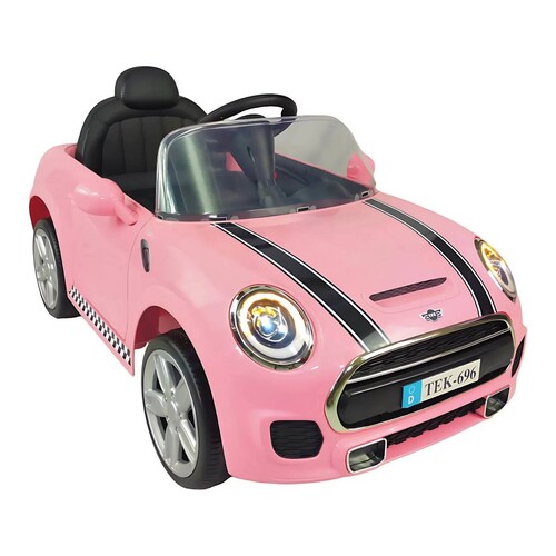 Carro eléctrico para niños con control remoto 12V cooper  - Rosa