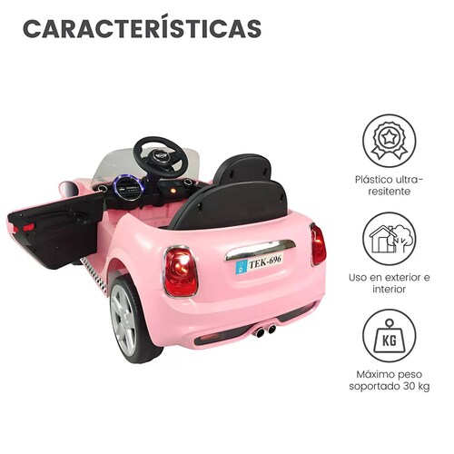 Carro eléctrico para niños con control remoto 12V cooper - Rosa