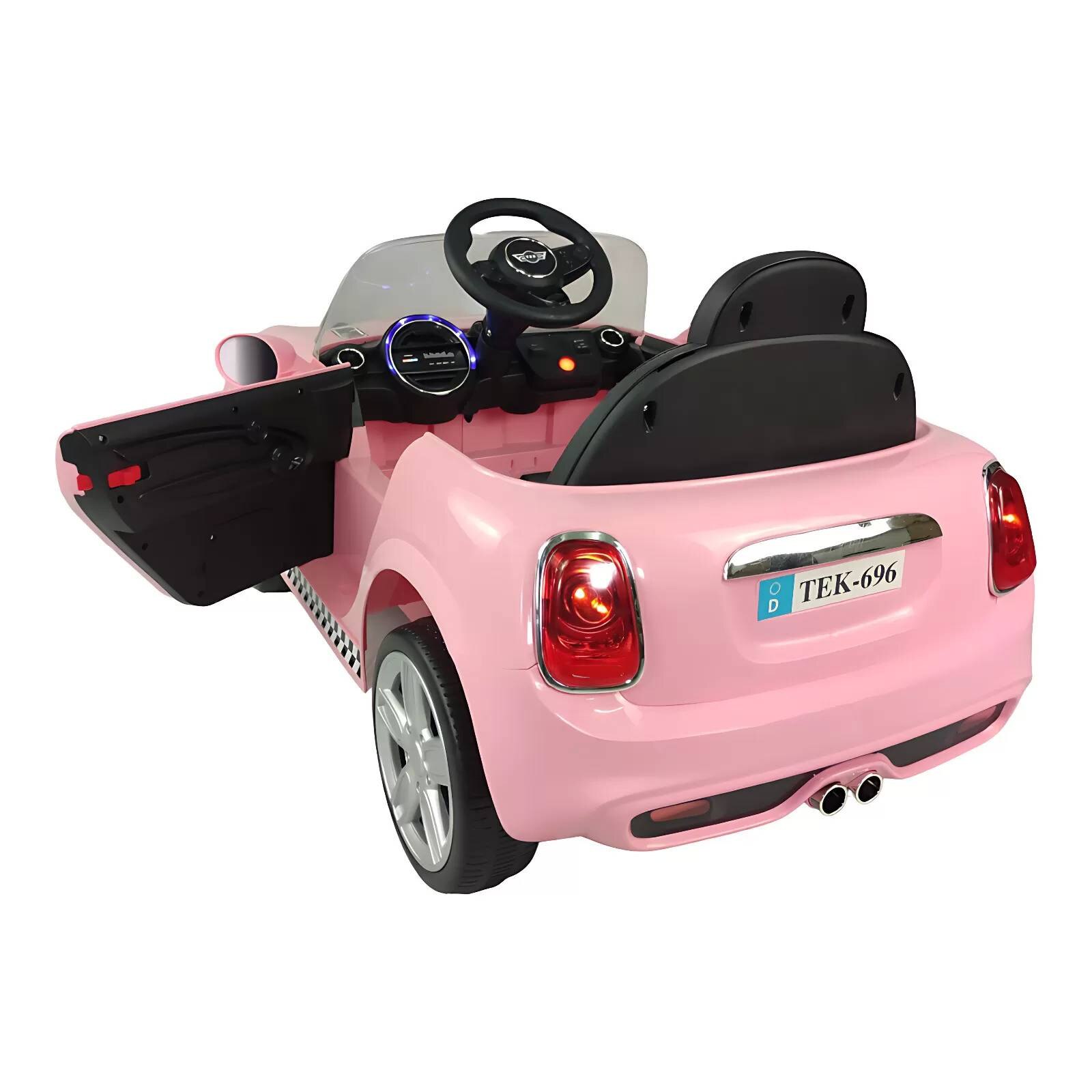 Carro electrico para ninos con control remoto 12V cooper Rosa