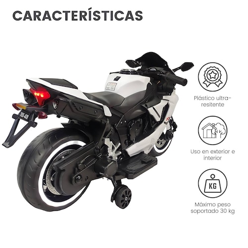 Motocicleta Montable Eléctrica Tres Ruedas Luz LED 12v  - Blanco