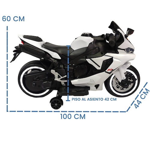 Motocicleta Montable Eléctrica Tres Ruedas Luz LED 12v  - Blanco