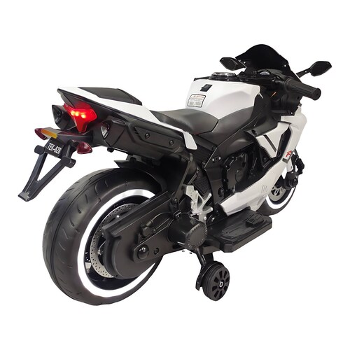 Motocicleta Montable Eléctrica Tres Ruedas Luz LED 12v  - Blanco