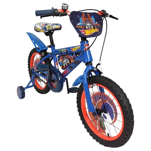 Bicicleta para Niños Rodada 16 Hot Wheels con Llantas Entrenadoras  - Azul