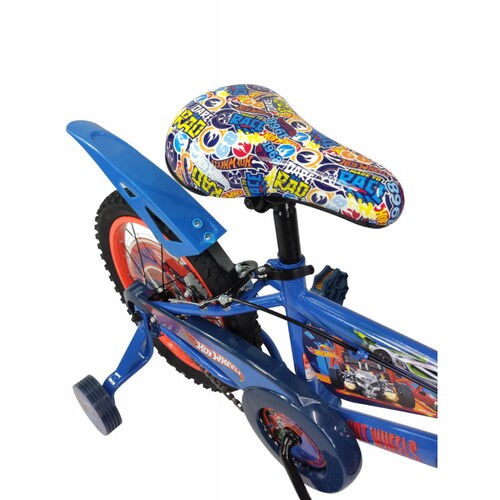 Bicicleta para Niños Rodada 16 Hot Wheels con Llantas Entrenadoras  - Azul