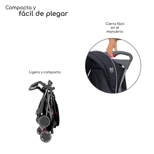 Carriola para Bebe Ultra Plegable Con Charola,6 a 24 meses 15kg  - Negro.