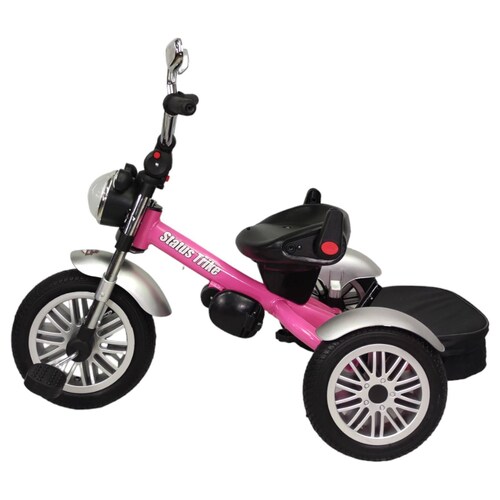 Triciclo para Niños 8en1 con Asiento Giratorio y Reclinable, sonido  - Rosa.