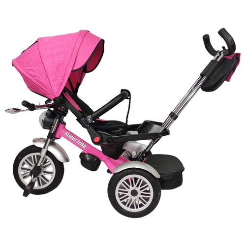 Triciclo para Niños 8en1 con Asiento Giratorio y Reclinable, sonido  - Rosa.