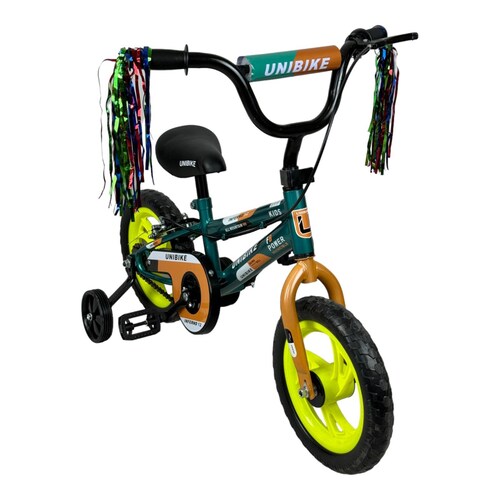 Bicicleta para Niños Rodada 12 Verde con ruedas de entrenamiento  - Verde.