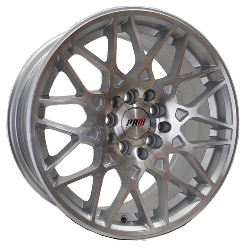 Rin 15X7 4-100/114.3 PRW Mod: P916 ET35 CB73.1 GLOSS SILVER MACHINE FACE WITH DARK CLEAR COAT
