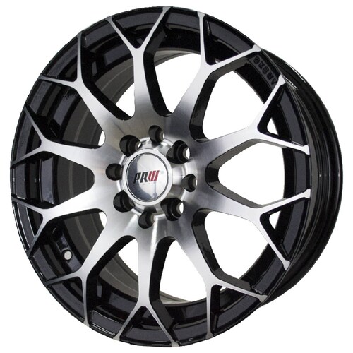 Rin 18X8 4-100/114.3 PRW Mod: P192 ET40 CB73.1 GLOSS BLACK MACHINE FACE WITH BLACK CLEAR COAT AND GLOSS BLACK LIP