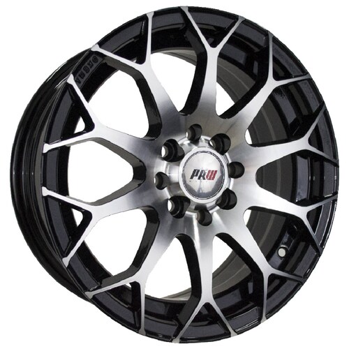 Rin 18X8 4-100/114.3 PRW Mod: P192 ET40 CB73.1 GLOSS BLACK MACHINE FACE WITH BLACK CLEAR COAT AND GLOSS BLACK LIP