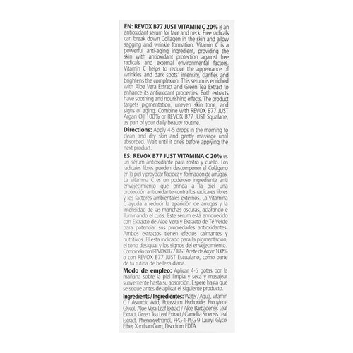 Revox B77 Suero Facial Vitamina C 20% Antioxidante 30 Ml