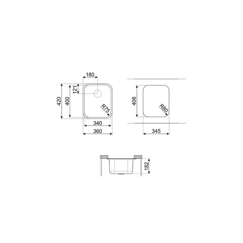 Tarja Sencilla Submontar Smeg UM40 Acero Inox Cepillado
