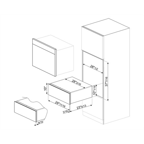Cajón caliente Empotre Smeg CPRU330X 71 cm y 1.9 p³ Acero Inox.