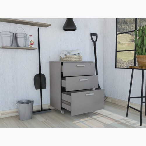 CAJONERA DE ALMACENAMIENTO CON RUEDAS MARCA EXCELSIOR COLOR GRIS.