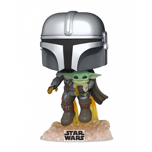 The Mandalorian Volando con Baby Yoda Funko Pop Star Wars 