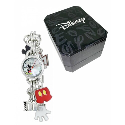 Mickey Mouse Charm Bracelet Reloj Accutime 