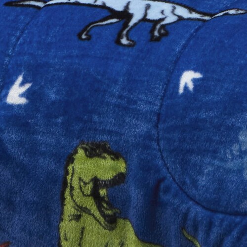 Cobertor De Borrega Matrimonial Azul Dinosaurios Jurasico.