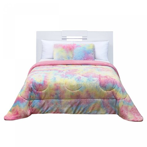 Cobertor De Borrega Individual Rosa Acuarela Térmico