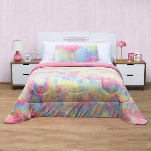 Cobertor De Borrega Individual Rosa Acuarela Térmico