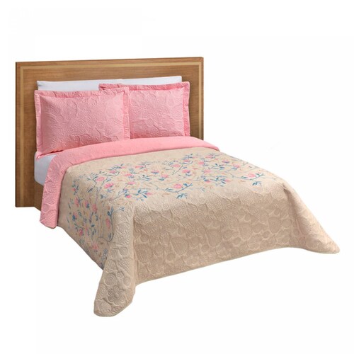 Edredón Ligero Dos Vistas King Size  Beige Azalea Pinsonic