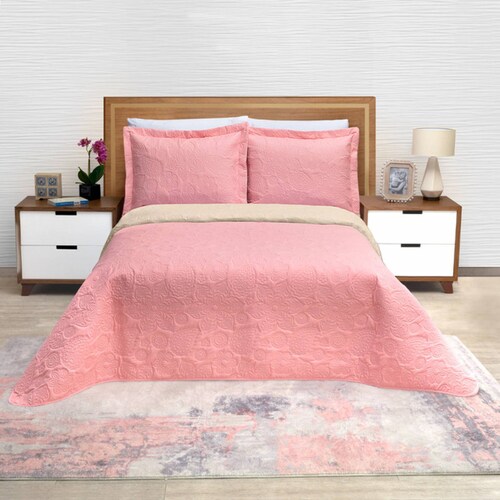 Edredón Ligero Dos Vistas King Size  Beige Azalea Pinsonic