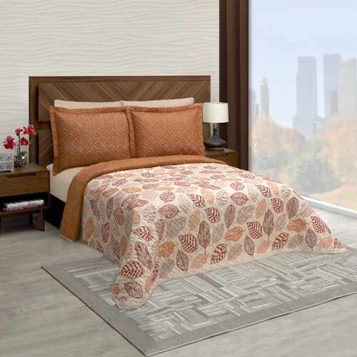 Edredón Ligero Dos Vistas Matrimonial  Beige Cipres Pinsonic