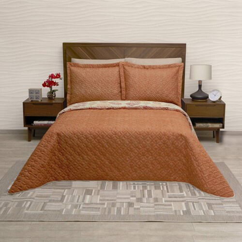 Edredón Ligero Dos Vistas Matrimonial  Beige Cipres Pinsonic