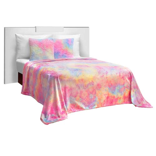 Frazada Individual Rosa Sherpa  Tie Dye