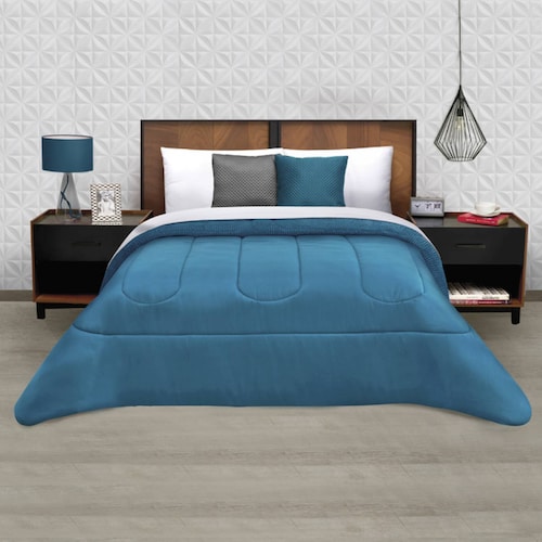 Edredón Mink King Size Azul Petróleo Térmico Fox Dos Vistas