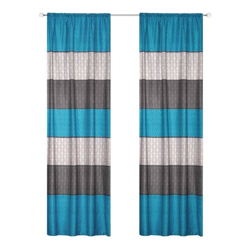 Cortinas Azul Rayas dos paneles de 1.30 x 2.20 Zurich.