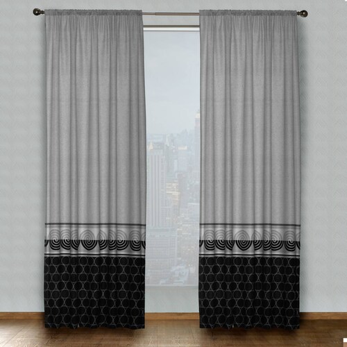 Cortinas Gris Circulos dos paneles de 1.30 x 2.20 Zen