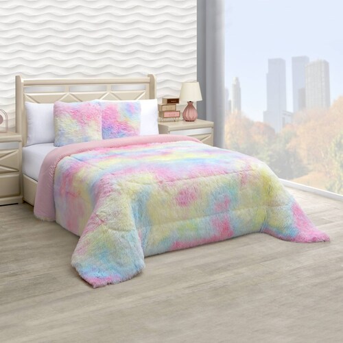 Edredón Mink Individual Rosa Dos Vistas Grizzly Térmico Tie Dye
