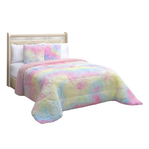 Edredón Mink Individual Rosa Dos Vistas Grizzly Térmico Tie Dye
