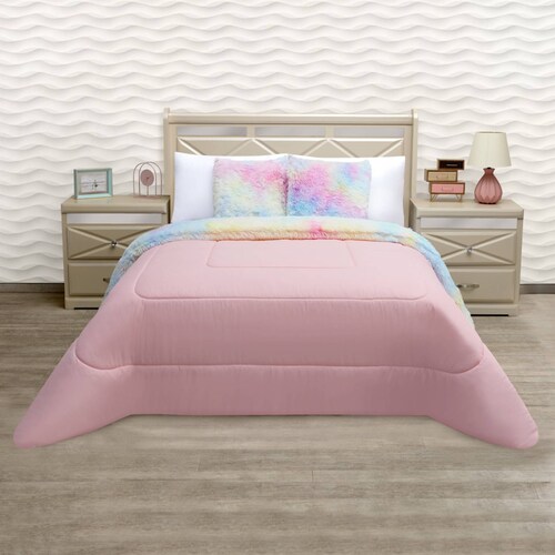 Edredón Mink Individual Rosa Dos Vistas Grizzly Térmico Tie Dye