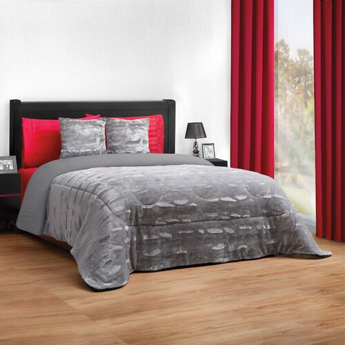 Edredón Mink Matrimonial Plata Dos Vistas Térmico Platino