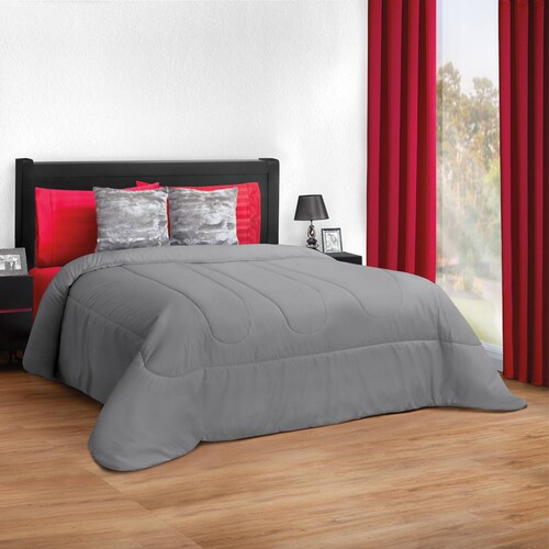 Edredón Mink Matrimonial Plata Dos Vistas Térmico Platino