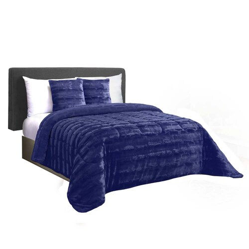 Edredón Mink King Size Azul Dos Vistas Térmico Navy.