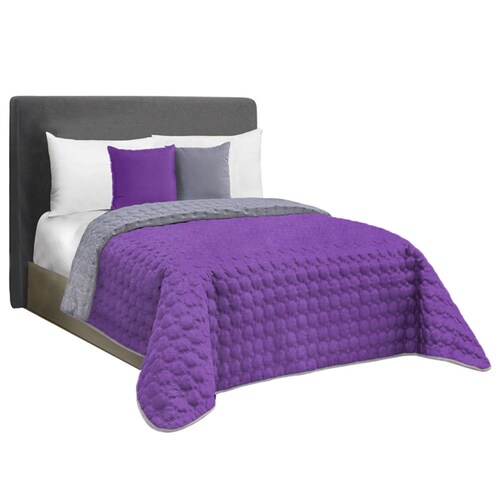 Edredón Ligero King Size Con Fundas Morado Dos Vistas Violeta.