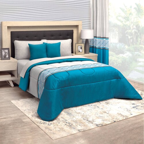 Edredón  Con Sábanas  King Size Azul Bellagio.
