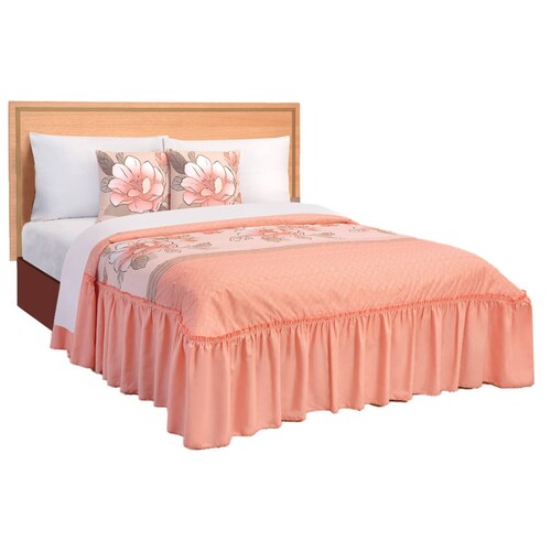 Colcha Con Cojines  King Size Salmón Flora.