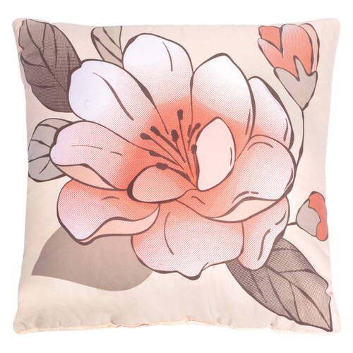 Colcha Con Cojines  King Size Salmón Flora.
