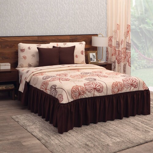 Colcha Con Cojines  Matrimonial Beige  Mali.