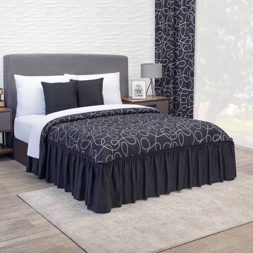 Colcha Con Cojines  Matrimonial Negro Orvieto.